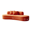 Jeff Sofa w 2 Pillows | Half-Moon Curved Design | Orange Velvet | 91"