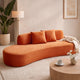 Jeff Sofa w 2 Pillows | Half-Moon Curved Design | Orange Velvet | 91"
