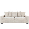 Gina Rectangular 3-Seater Sofa with 5 Toss Pillows | Ivory Corduroy 88"