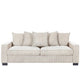 Gina Rectangular 3-Seater Sofa with 5 Toss Pillows | Ivory Corduroy 88"