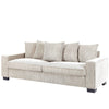 Gina Rectangular 3-Seater Sofa with 5 Toss Pillows | Ivory Corduroy 88"