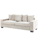 Gina Rectangular 3-Seater Sofa with 5 Toss Pillows | Ivory Corduroy 88"