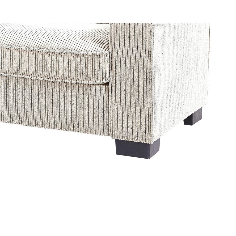 Gina Rectangular 3-Seater Sofa with 5 Toss Pillows | Ivory Corduroy 88"