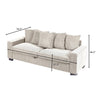 Gina Rectangular 3-Seater Sofa with 5 Toss Pillows | Ivory Corduroy 88"