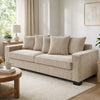 Gina Rectangular 3-Seater Sofa with 5 Toss Pillows | Ivory Corduroy 88"