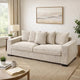Gina Rectangular 3-Seater Sofa with 5 Toss Pillows | Ivory Corduroy 88"