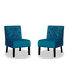 Revvy Armless Chair with Tapered Legs | Set of 2 | Blue Tufted Velvet