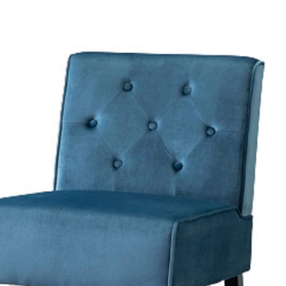 Revvy Armless Chair with Tapered Legs | Set of 2 | Blue Tufted Velvet