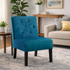 Revvy Armless Chair with Tapered Legs | Set of 2 | Blue Tufted Velvet