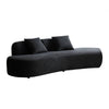 Jeff Sofa w 2 Pillows | Half-Moon Curved Design | Black Velvet 91"