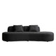 Jeff Sofa w 2 Pillows | Half-Moon Curved Design | Black Velvet 91"