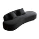 Jeff Sofa w 2 Pillows | Half-Moon Curved Design | Black Velvet 91"