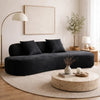 Jeff Sofa w 2 Pillows | Half-Moon Curved Design | Black Velvet 91"