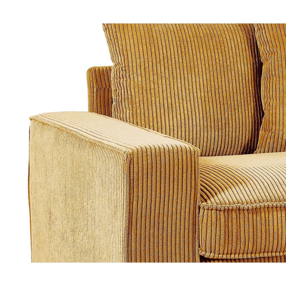 Gina Rectangular 3-Seater Sofa | 5 Toss Pillows | Ginger-Orange Corduroy 88"