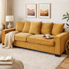 Gina Rectangular 3-Seater Sofa | 5 Toss Pillows | Ginger-Orange Corduroy 88"