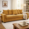 Gina Rectangular 3-Seater Sofa | 5 Toss Pillows | Ginger-Orange Corduroy 88"
