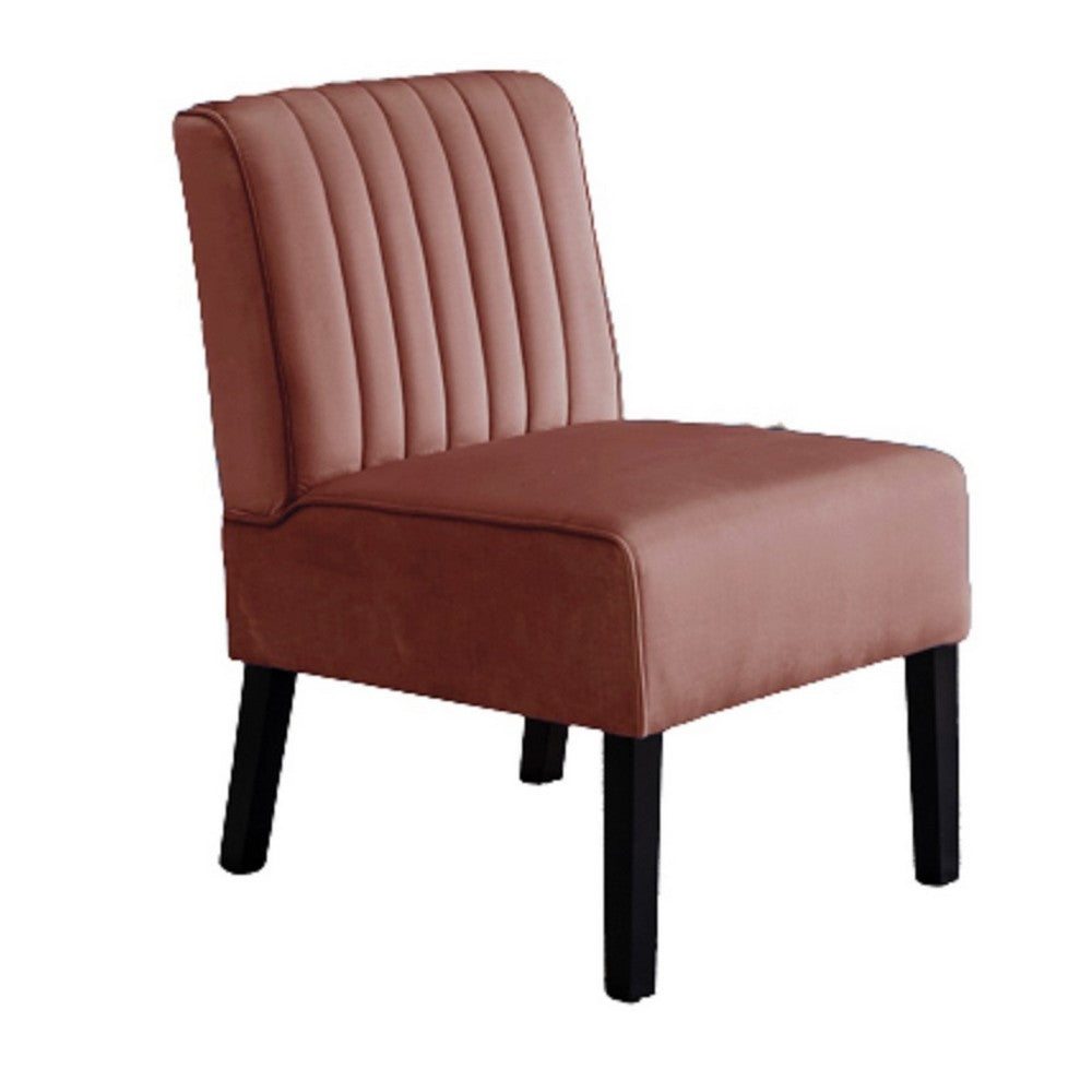 Revvy Accent Chair Set of 2 | Black Wood | Rose Channel-Tufted Velvet