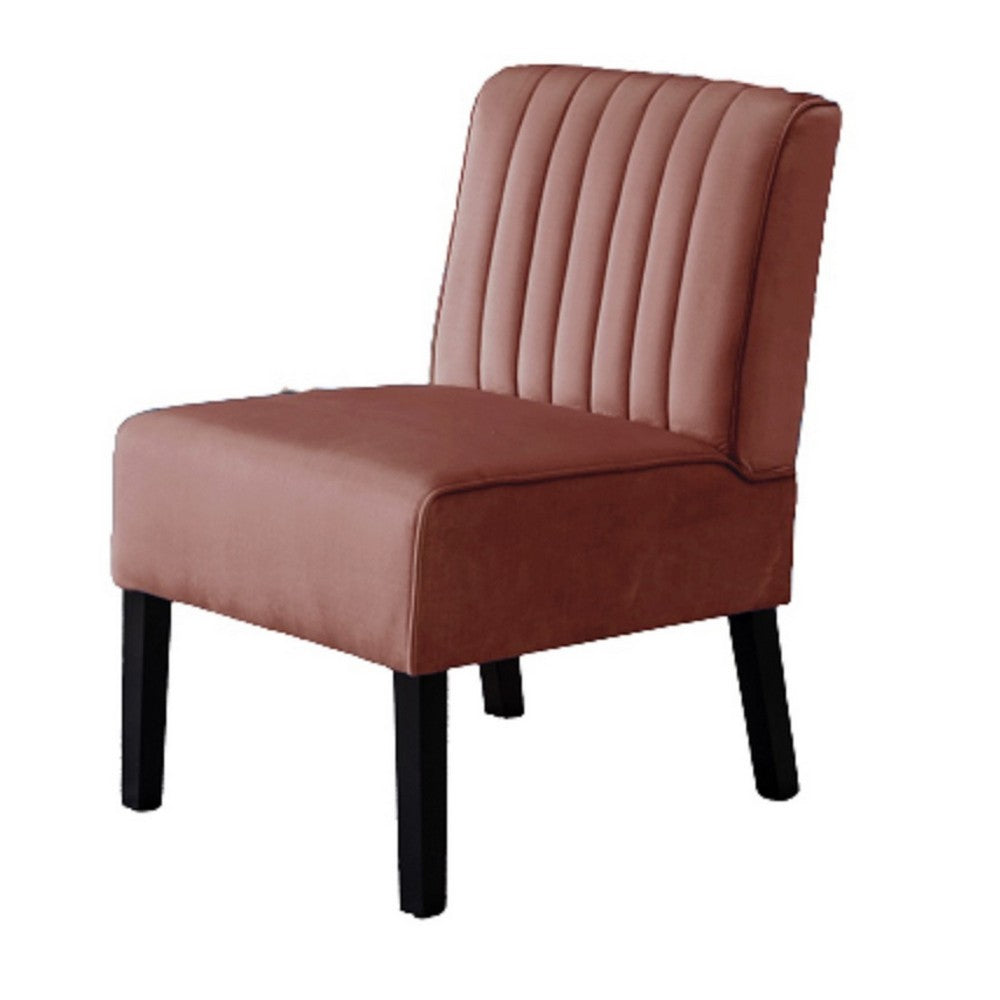 Revvy Accent Chair Set of 2 | Black Wood | Rose Channel-Tufted Velvet