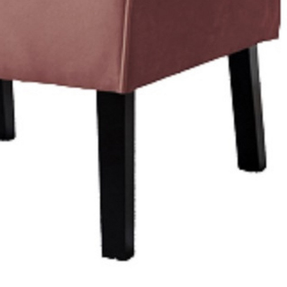 Revvy Accent Chair Set of 2 | Black Wood | Rose Channel-Tufted Velvet