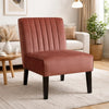 Revvy Accent Chair Set of 2 | Black Wood | Rose Channel-Tufted Velvet