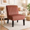 Revvy Accent Chair Set of 2 | Black Wood | Rose Channel-Tufted Velvet