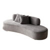 Jeff Sofa w 2 Pillows | Half-Moon Curved Design | Gray Velvet 91"
