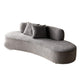 Jeff Sofa w 2 Pillows | Half-Moon Curved Design | Gray Velvet 91"