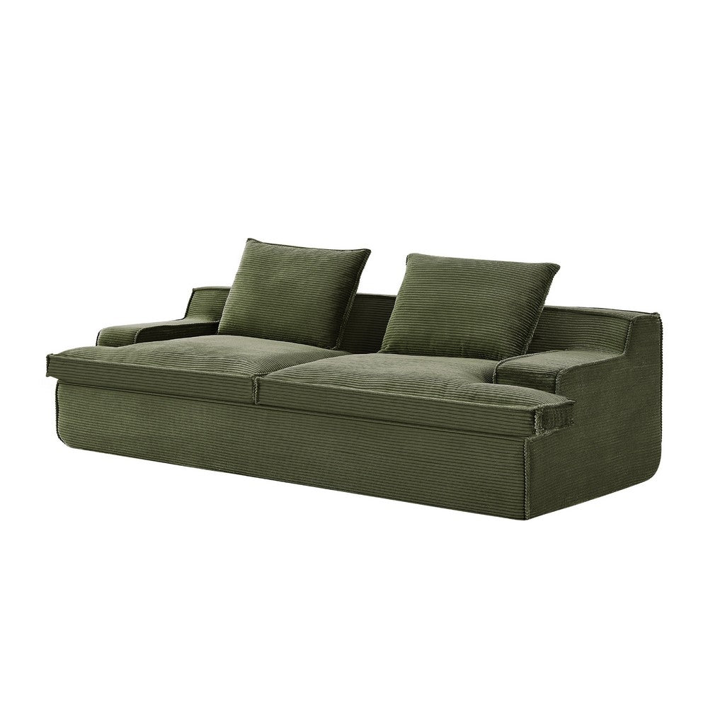 Syra Ergonomic 4-Seater Oversized Sofa with Wide Arms | Green Corduroy 91"