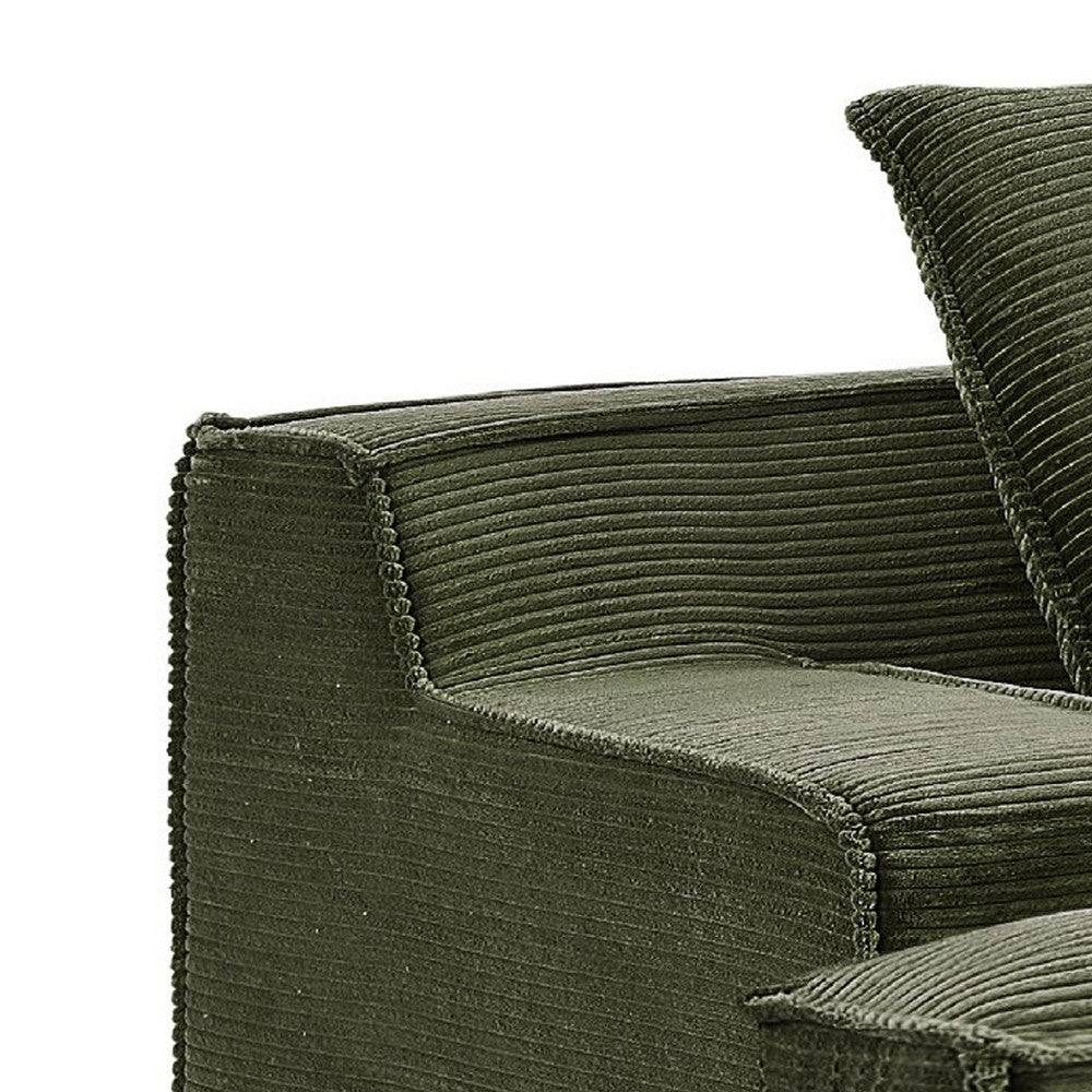 Syra Ergonomic 4-Seater Oversized Sofa with Wide Arms | Green Corduroy 91"