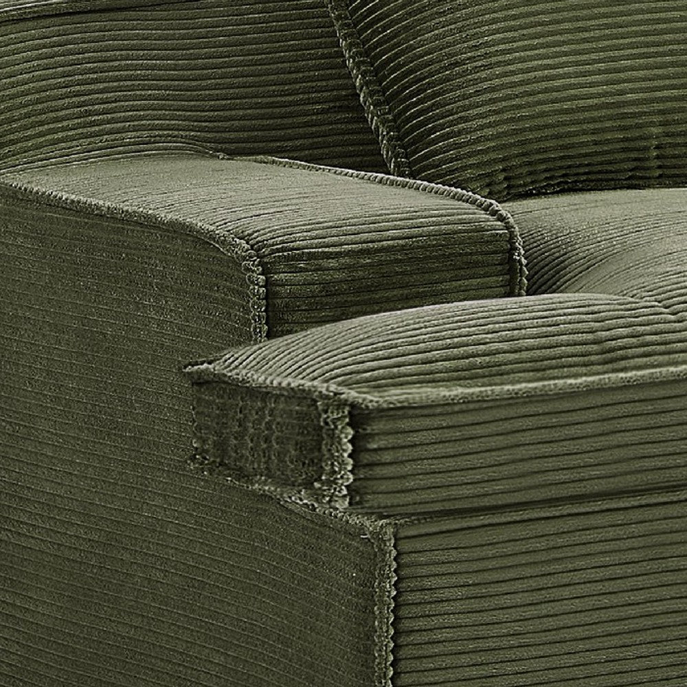 Syra Ergonomic 4-Seater Oversized Sofa with Wide Arms | Green Corduroy 91"