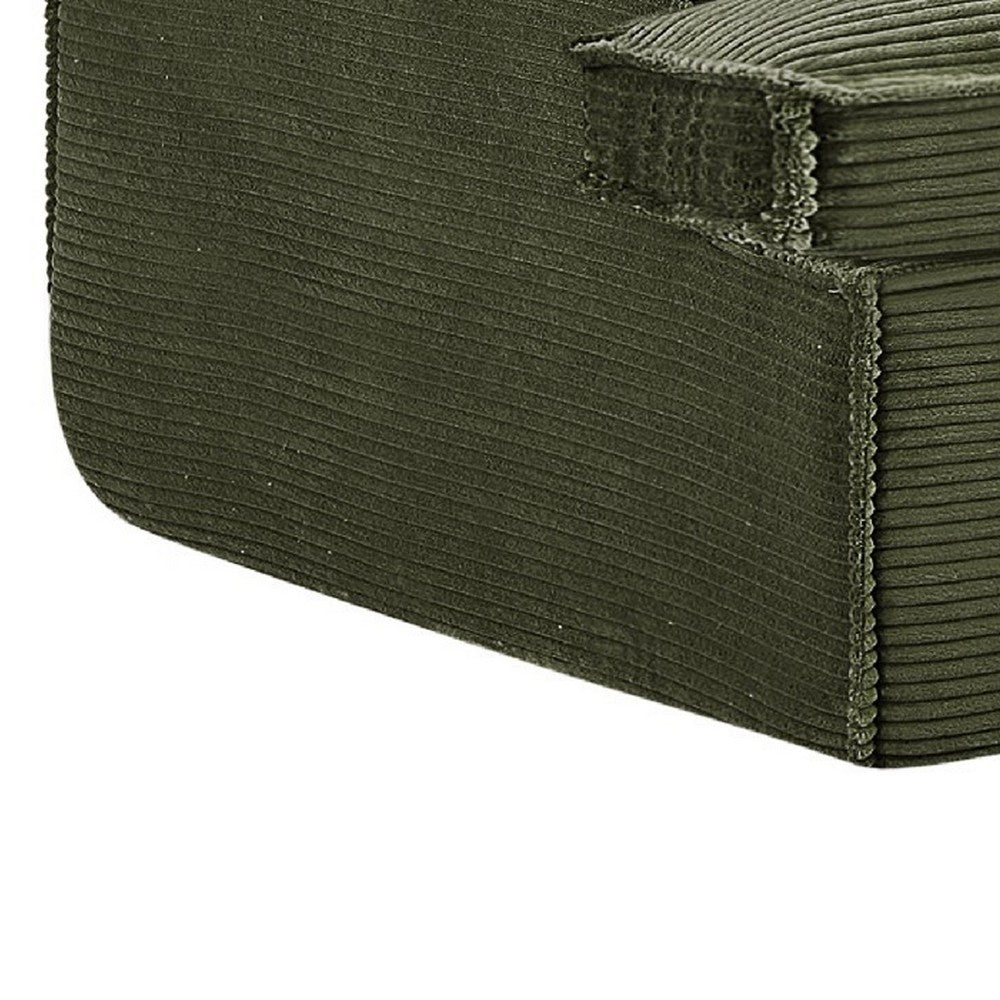 Syra Ergonomic 4-Seater Oversized Sofa with Wide Arms | Green Corduroy 91"