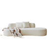 Jeff Sofa w 2 Pillows | Half-Moon Curved Design | Ivory Velvet 91"