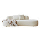 Jeff Sofa w 2 Pillows | Half-Moon Curved Design | Ivory Velvet 91"