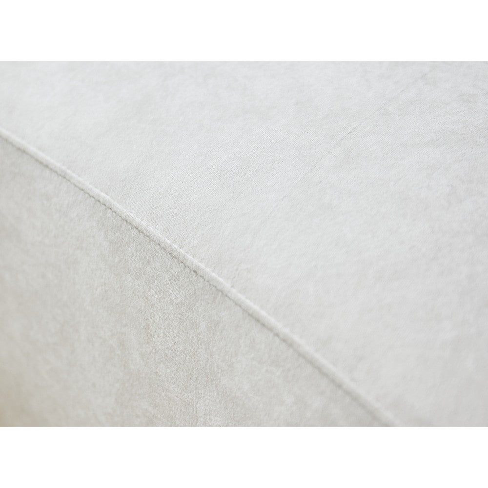 Jeff Sofa w 2 Pillows | Half-Moon Curved Design | Ivory Velvet 91"