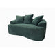 Anvy Loveseat Sofa with 3 Accent Pillows | Curved Frame | Green Corduroy 65"