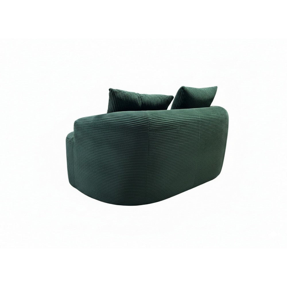 Anvy Loveseat Sofa with 3 Accent Pillows | Curved Frame | Green Corduroy 65"