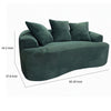 Anvy Loveseat Sofa with 3 Accent Pillows | Curved Frame | Green Corduroy 65"