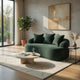 Anvy Loveseat Sofa with 3 Accent Pillows | Curved Frame | Green Corduroy 65"