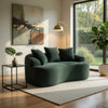 Anvy Loveseat Sofa with 3 Accent Pillows | Curved Frame | Green Corduroy 65"