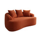 Anvy Loveseat Sofa | 3 Accent Pillows | Curve Frame | Orange-Red Corduroy 65"