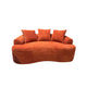 Anvy Loveseat Sofa | 3 Accent Pillows | Curve Frame | Orange-Red Corduroy 65"