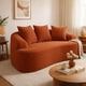 Anvy Loveseat Sofa | 3 Accent Pillows | Curve Frame | Orange-Red Corduroy 65"