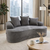 Anvy Loveseat Sofa with 3 Accent Pillows | Curved Frame | Gray Corduroy 65"