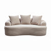 Anvy Loveseat Sofa with 3 Accent Pillows | Curved Frame | Beige Corduroy 65"