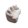Anvy Loveseat Sofa with 3 Accent Pillows | Curved Frame | Beige Corduroy 65"
