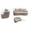 Anvy Loveseat Sofa with 3 Accent Pillows | Curved Frame | Beige Corduroy 65"