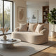 Anvy Loveseat Sofa with 3 Accent Pillows | Curved Frame | Beige Corduroy 65"