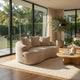 Anvy Loveseat Sofa with 3 Accent Pillows | Curved Frame | Beige Corduroy 65"