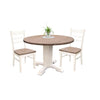 3pc Dining Set | Round Drop Leaf Top | Buckskin Brown Wood Seat | White