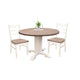 3pc Dining Set | Round Drop Leaf Top | Buckskin Brown Wood Seat | White